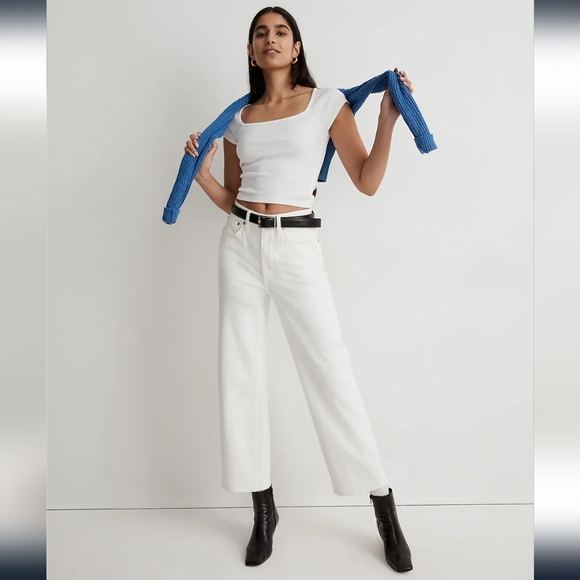 Madewell Denim - NWT Madewell The Perfect Vintage Wide-Leg Crop Jean in Tile White Plus Size 16